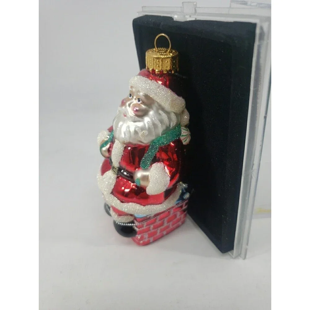 Vintage Glass Santa Ornament 2003 Unique Treasure Hand Made Transparent Box